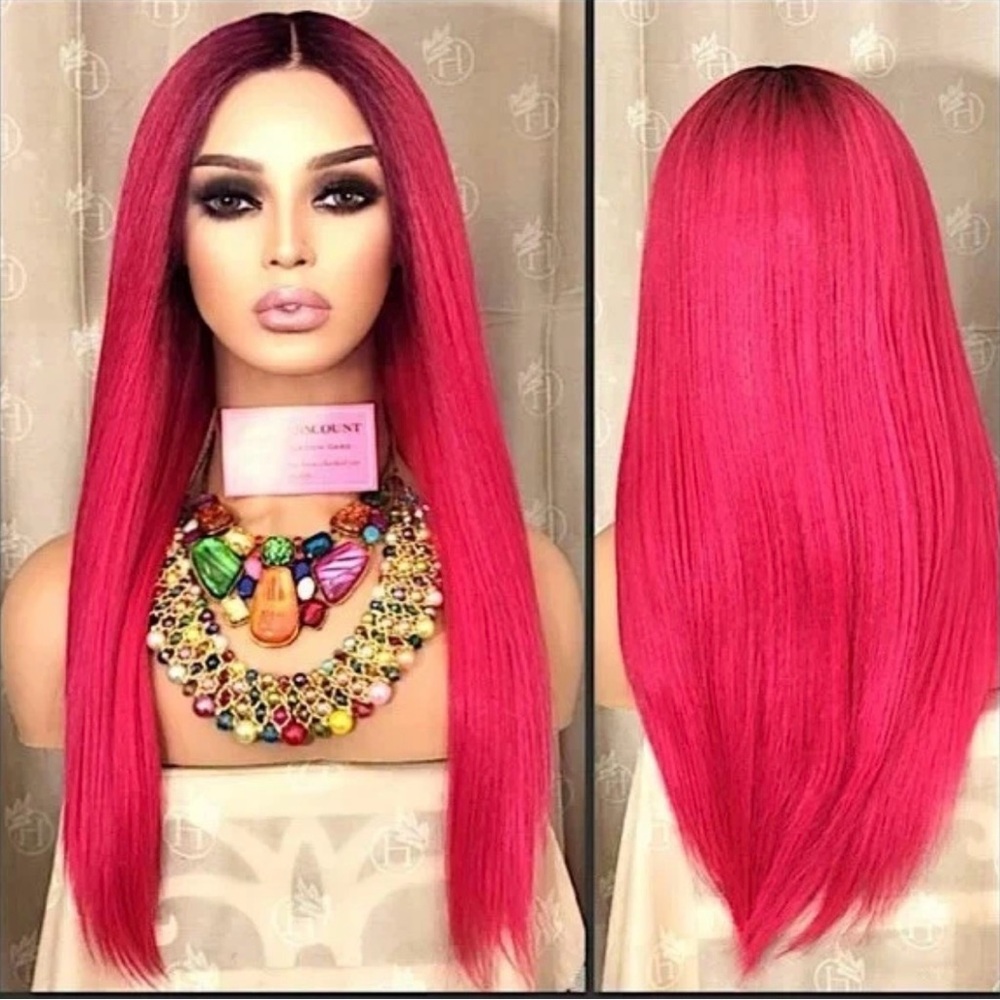 Vibrant Hot-Pink Lace-front Wig